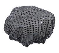 IMIKEYA Waterproof Peva Double Layer Shower Cap with Sequin Fabric, Extra Large Reusable Hair Cover for Long Hair, Black Washable Bathing Accessory for Women