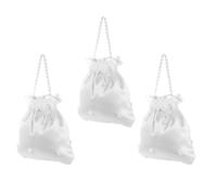 IMIKEYA Wedding Bridal Pouch Bag 3pcs White Satin Compact Practical Bride Purse for Wedding Ceremony and Gift Cards