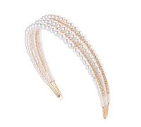 IMIKEYA Wedding Pearl Headband for Brides, Three-row Gold Pearl Hairband Decorative Bridal Hair Accessory for Wedding Ceremony and Party
