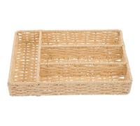 IMIKEYA Wicker Woven Cutlery Drawer Organiser Utensil Storage Basket With Compartments Divided Rattan Flatware Tray Fork Spoon Holder Kitchen Accessories
