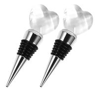 IMIKEYA Wine Bottle Stoppers for Sealing Wine Bottles Silver Alloy 2pcs with Crystal and Silicone, Smooth Edges and Easy to Use, Round Shape, Unique Design at Home Or Parties