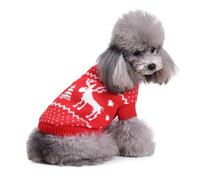IMIKEYA Winter Coat Red Acrylic Christmas Pet Sweater with Traditional and Reindeer Pattern, Easy to Wash and Put for Small Dogs and Cats for Xmas Party and Festival