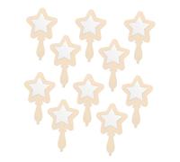 IMIKEYA Wooden Baby Mirror Toys 10 Pcs Portable Mini Star Shape Handheld Mirrors for Toddlers Tummy Time and Sensory Play, Unfinished Diy Craft Kit
