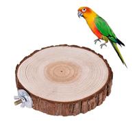 IMIKEYA Wooden Bird Cage Platform Perch Stand Rack Springboard for Parrots and Small Animals, round Beige Wood Play Area for Cage Installation and Environmental Protection