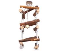 IMIKEYA Wooden Bird Swing for Parrots with Three Layers and Thickened Wooden Bars, Easy Hanging Synthetic Material Playground with Mini Bell, for Bird Cages and Balconies