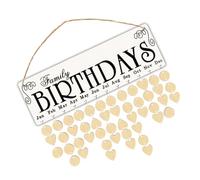 IMIKEYA Wooden Birthday Reminder Calendar Board, DIY Natural Wood Heart Pendant, Family Birthday Wall Hanging Plaque for Home Decoration, 1pcs Set