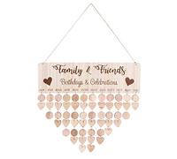IMIKEYA Wooden Calendar Birthday Reminder Wall Hanging Nordic Style Handmade Calendar 25 Discs 25 Hearts 50 Bands 65cm Rope Home Decor Special Date Board Family Friends Anniversary Celebration
