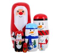 IMIKEYA Wooden Christmas Matryoshka Set: 6 Nesting Dolls with Santa And Snowmen 5. 7 Inch Painted Figures - Penguin Winter Animals for Mantel Shelf Tabletop Holiday Party Decor