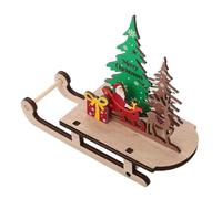 IMIKEYA Wooden Christmas Sleigh Statue with Santa Claus and Elk Decorative Sleigh Decor for Xmas Tree Display Charming Holiday Craftsmanship Versatile Desktop