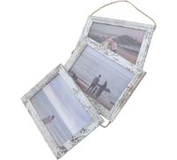 IMIKEYA Wooden Hanging Collage Photo Frame with Strong Rope, 3-section Horizontal Multi Photo Frame for Wall Decor, Lightweight Mdf with Acrylic Glass, for Bedrooms and Gift Occasions