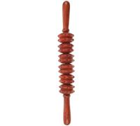 IMIKEYA Wooden Leg Rolling Massager with Grooved Wheels, Dual-Handle Back and Body Muscle Roller Stick for Deep Tissue Massage and Relaxation, Portable Therapy Tool for Adults