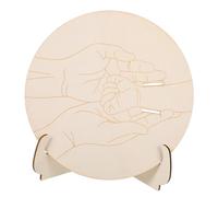 IMIKEYA Wooden Newborn Announcement Sign with Stand 2-Piece Round Milestone Plaque for Hospital Birth Engraved Baby Arrival Commemoration Includes 15cm Sign and 10.3x13cm Base
