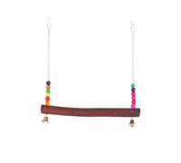 IMIKEYA Wooden Parrot Swing with Little Bells, Natural Hanging Bird Playground for Climbing and Entertainment, Suitable for Parrots and Birds in Cage Accessories Random Color