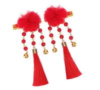 IMIKEYA Year Girl Hair Clips Tassel Bowknot Hairpins Chinese Style Spring Festival Hair Accessories for Cloth Material Easy to Wear and Secure