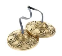 IMIKEYA Yoga Cymbals Copper Bell with Six-character Sacred Inscription Engraving, Small Brass Nepalese Percussion Instrument for Meditation and Religious Ceremony