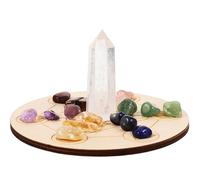 IMIKEYA Yoga Meditation Stones Crystal Stone Divination Board with Wooden Plate, Beautiful Appearance, Workmanship, for Party and Dining Room Decoration