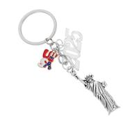 IMIKEYA York Souvenir Metal Keychain with Statue of Liberty and American Flag Durable Ring Patriotic Accessory for Memorial Day Veterans Day Celebration