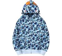 Imilan Shark Camo Hoodie Mouth Sweatershirt Zip Up Hip-Hop Fashion Outerwear for Men Women, 7light Blue-2, S