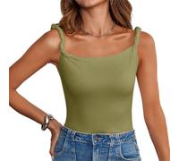Imily Bela Women's Summer Top, Sexy Sleeveless Spaghetti Top, Y2K Tops, Slim Fit Tank Top, Green (military green), L
