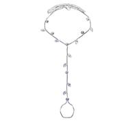 IMINI 1Pcs Leaf Design Barefoot Sandals Anklet - Adjustable Crystal Foot Chain for Women Girls, Beach Weddings & Summer Party Accessories Jewellery (Silver)