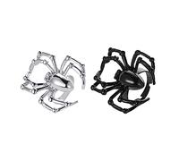 IMINI 2 Pcs Spider Finger Rings Black and White Spider Couple Matching Rings Open Statement Rings Arachnid Ring Wrap Finger Band Adjustable Fahion Halloween Costume Party Gifts for Women Girls Men