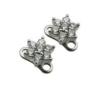 IMINI 2Pcs 14G Base Surgical Steel Dermal Anchors with Cubic Zirconia Heart/Moon/Flower Tops - Hypoallergenic Personalized Microdermals Body Piercing Jewellery Gifts for Women (Flower)