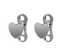 IMINI 2Pcs Heart Dermal Anchor Tops and Base, Grade 23 Titanium & 14G - Minimalist Internally Threaded Microdermal Piercing Studs, Hypoallergenic Body Jewellery for Women Men