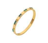 IMINI 6mm Cubic Zirconia Bracelet, Gold-tone Plated Stainless Steel CZ Cuff Bangle 17cm - Minimalist Stackable Hinged Wrist Jewellery for Women, Birthday & Everyday Gift for Her (Green)