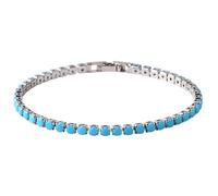 IMINI Blue Turquoise Classic Tennis Bracelet for Women 17cm Chain (Silver)