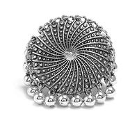 IMINI Boho Big Teardrop Statement Ring for Women Girls Vintage Tassel Ball Bead Adjustable Open Band Cocktail Party Ring Comfort Fit Gypsy Indian Bollywood Peacock Tail Exaggerated Jewelry