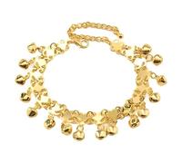 IMINI Boho Jingling Bell Anklet for Women, Gold-Tone Plated Tassel Barefoot Jewellery - Adjustable 21+7cm Foot Chain, Vintage Indian Gypsy Summer Holiday Beach Festival Charms