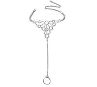 IMINI Circle Rhinestone Barefoot Sandals for Women Girls - Adjustable CZ Bohemian Foot Chain Anklet, Sparkling Beach Jewellery for Summer Weddings & Festivals 1Pcs (Silver)