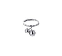 IMINI Cute Ball Bell 925 Sterling Silver Adjustable Open Ring for Women Girls Expandable Boho Geometric Round Statement Finger Rings Comfort Fit Dainty Charms Dangle Jewelry Christmas BFF Gifts