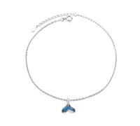 IMINI Cute Mermaid Tail Anklet S925 Sterling Silver Dainty Dolphin Tail Ankle Bracelet Beach Barefoot Jewelry Adjustable Chain for Women Girls BFF