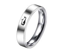 IMINI Cute Penguin Engagement Rings for Him and Her Stainless Steel Love Heart Couple Matching Rings Promise Wedding Bands Anniversary Ring Fashion Jewelry Gifts for Women Girls Men 1 Pcs (Women, 10)