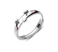IMINI Cute Pig S925 Sterling Silver Ring for Women Girls Polished Cute Pink Piggy Animal Expandable Open Finger Rings Adjustable Fashion Jewelry Christmas Birthday Dainty BFF Gifts for Daughter Niece