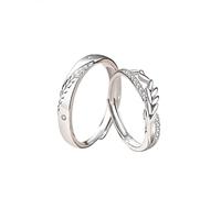 IMINI CZ Wheat Matching Couple Rings Set for Him and Her Dainty Crystal Cubic Zirconia Adjustable Promise Engagement Rings Open Wedding Bands Statement Finger Band Jewelry Gifts with Box