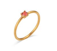 IMINI Dainty CZ Crystal Stackable Rings - Gold Tone Stainless Steel Thin Band, Cubic Zirconia Minimalist Wedding Party & Birthday Fashion Trendy Jewellery for Women (Red, US9=S)