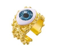 IMINI Dainty Evil Eye Band Ring Adjustable for Women Girls Gold-tone Plated Vintage Evil Statement Stackable Finger Rings Comfort Fit Fashion Personalized Holiday Jewelry Gift Birthday (Blue)
