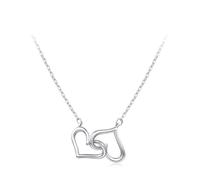 IMINI Delicate Interlock Heart Pendant Necklace S925 Sterling Silver Charm Initial Heart Choker Dainty Hollow Love Heart Minimalist Chain Necklaces Jewelry Box Gifts Bff Valentine's Day Her