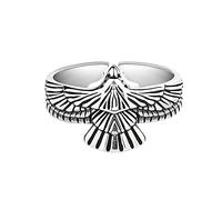 IMINI Eagle Ring Vintage Statement Feather Hawk Falcon Adjustable Open Rings Cool Bird Hip Hop Flying Eagle Knuckle Middle Finger Jewelry Trendy Norse Viking Ring Gift for Men Boys Women Punk Style