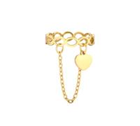 IMINI Eternal Love Heart Dangling Tassel Chain Infinity Ring for Women Men, Dainty Stackable Symbolic Jewellery Gift, Comfort Fit Wedding & Promise Band (Gold, US10=T 1/2)
