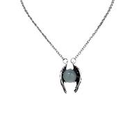 IMINI Gothic Demon Wings Crystal Ball Pendant Necklace - Vintage Oxidized Silver Plated, 45+5cm Adjustable Link Chain, Unisex Alternative Jewellery for Cosplay