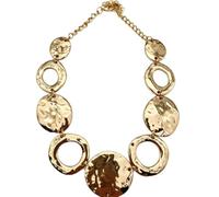 IMINI Hammered Irregular Metal Disc Geometric Choker Necklace Gold-tone
