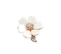 IMINI Heart Shaped Shell Pearl Flower Ring for Women Girls Vintage Gold Plated Elegant Big Statement Crystal Leaf Finger Pinky Rings Size 5 Comfort Fit Dainty Floral Jewelry Gifts for Mom Sister