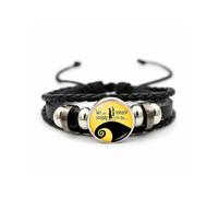 IMINI Jack and Sally Nightmare Before Christmas Beaded Adjustable Hand Woven Leather Bracelet Braided Inspired Couple Matching Bracelets Promise Jewelry Gifts for Women Men Lover (Style 2)