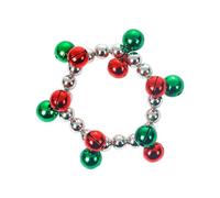 IMINI Jingle Bell Christmas Bracelets for Women Girls Green Red Silvery Color Tinkle Bell Ball Beaded Silver Plated Charm Stretch Belastic Bracelet Xmas Decoration Holiday Party Jewelry (Small)