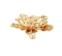 IMINI Large Flower Statement Ring, 8.4cm Gold Plated Adjustable Open Band - Trendy Vintage Floral Jewellery for Women, Exaggerated Wedding Promise Rings Fits Sizes O to Y