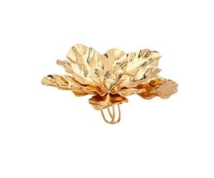 IMINI Large Flower Statement Ring, 8.4cm Gold Plated Adjustable Open Band - Trendy Vintage Floral Jewellery for Women, Exaggerated Wedding Promise Rings Fits Sizes O to Y