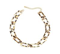 IMINI Leopard Print Paperclip Chain Choker Necklace for Women, Gold Plated Chunky Geometric Rectangular Links - Adjustable 35+7cm, Minimalist Boho Punk Trendy Jewellery Gift for Her